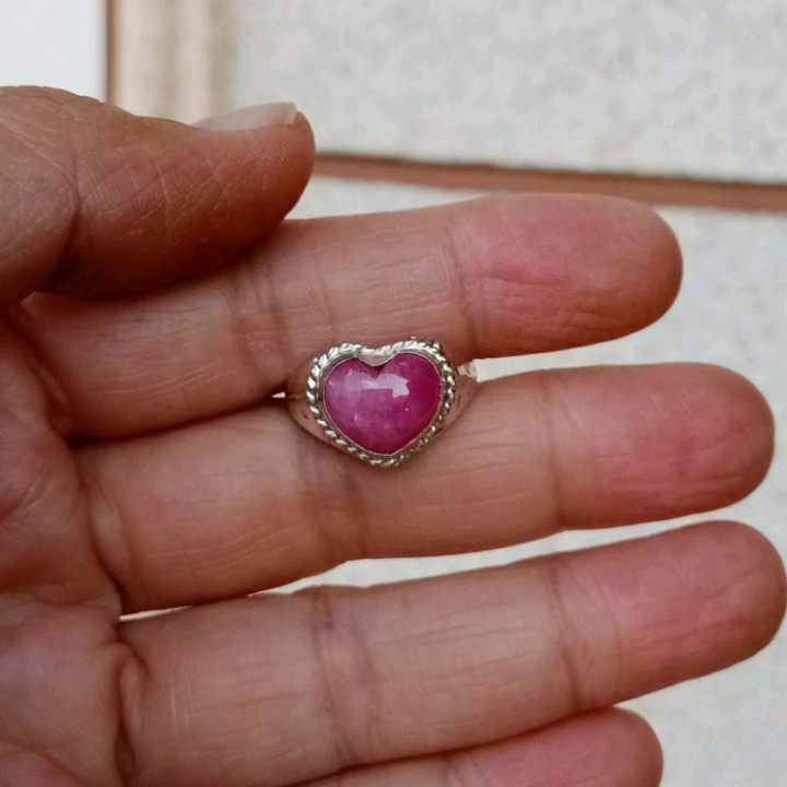 Genuine Burmese Ruby Ring in Sterling Silver (Size 53)