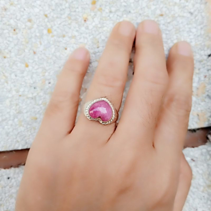 Genuine Burmese Ruby Ring in Sterling Silver (Size 53)
