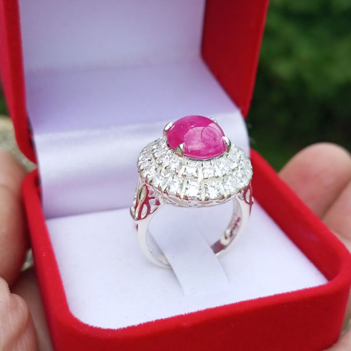 Genuine Burmese Ruby Ring | Natural 6.60ct, Size 55 Sterling Silver