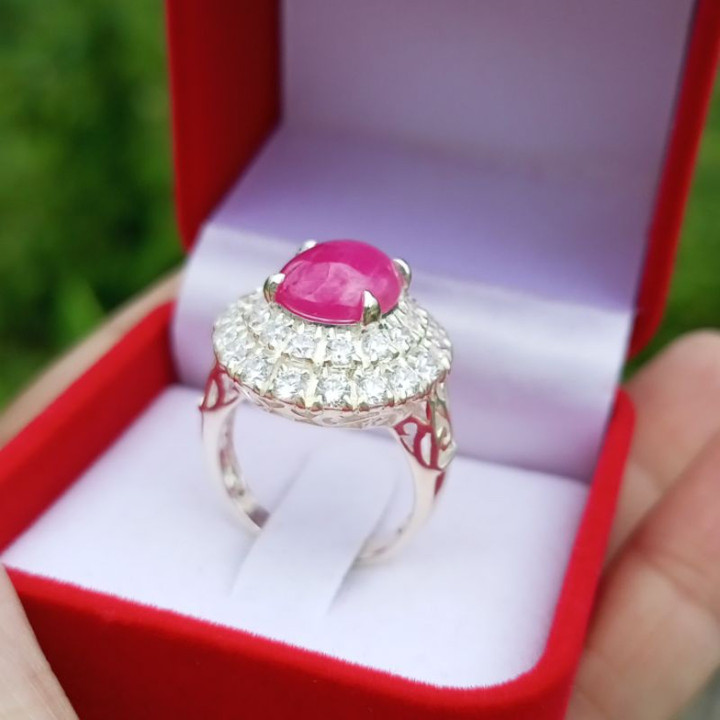 Genuine Burmese Ruby Ring | Natural 6.60ct, Size 55 Sterling Silver