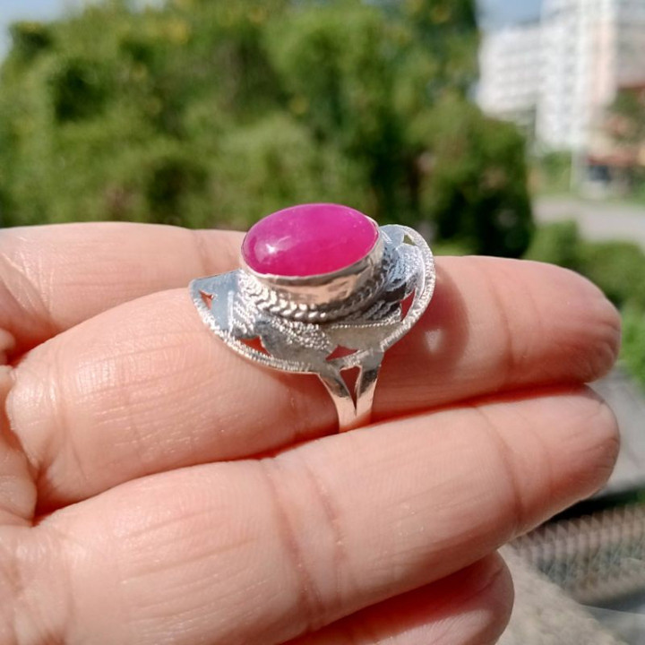 Genuine Ruby Ring | Natural Ruby in Sterling Silver | Size 59