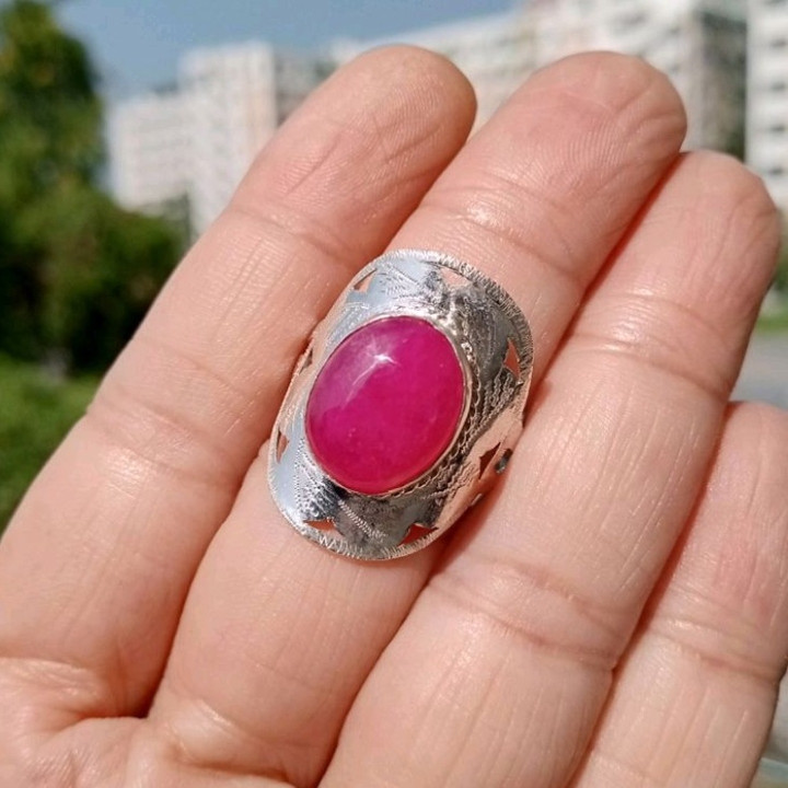 Genuine Ruby Ring | Natural Ruby in Sterling Silver | Size 59