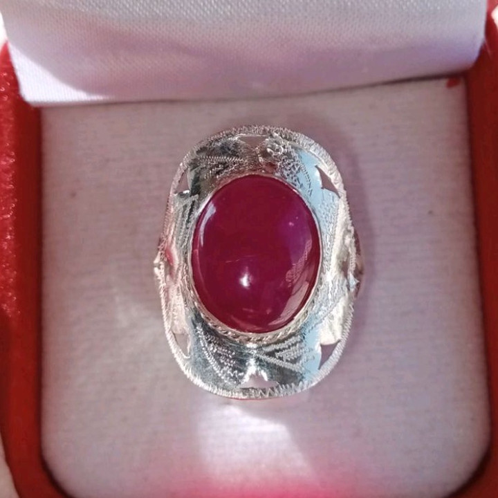 Genuine Ruby Ring | Natural Ruby in Sterling Silver | Size 59