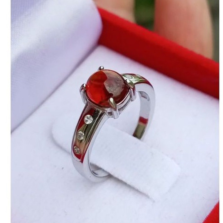 Genuine Garnet Ring | Size 52 | Cabochon Cut