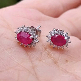 Siam Ruby Glassy Earrings | .925 Sterling Silver