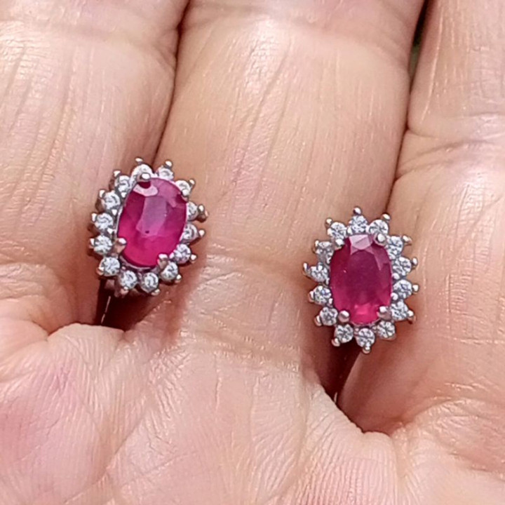 Siam Ruby Glassy Earrings | .925 Sterling Silver