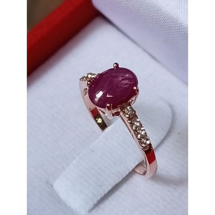 Radiant Natural Star Ruby and White Topaz Ring (Size 55)