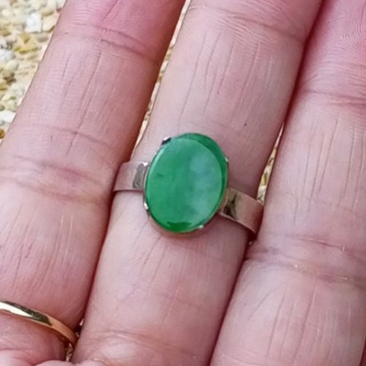 Genuine Burmese Jadeite Ring | Natural and Glassy Texture
