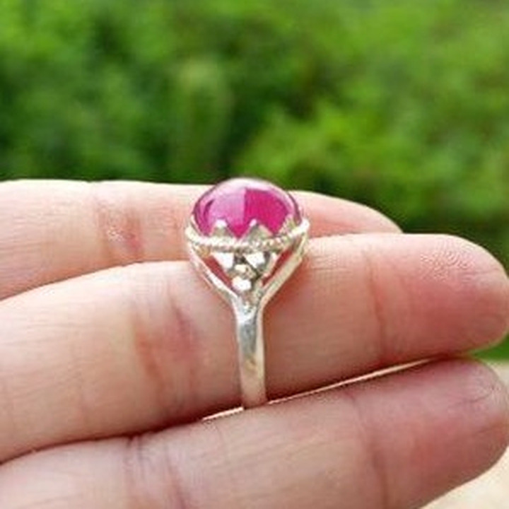 Sterling Silver Ruby Ring | Size 56 | Genuine Gemstone