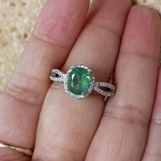 Zambian Emerald Ring | 92.5 Sterling Silver | Size 59