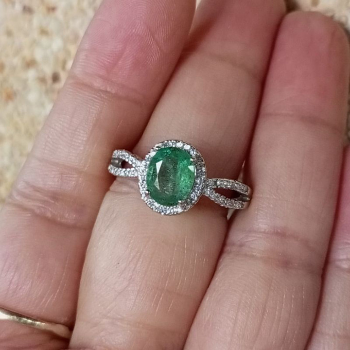Zambian Emerald Ring | 92.5 Sterling Silver | Size 59