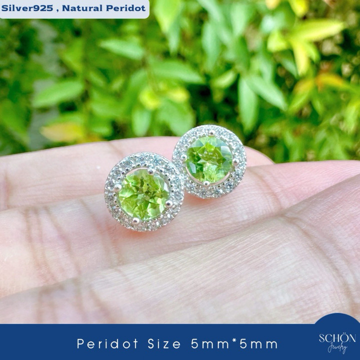 Echte Peridot- und Zirkonia-Ohrringe | 925er Sterlingsilber | Funkelnde Eleganz