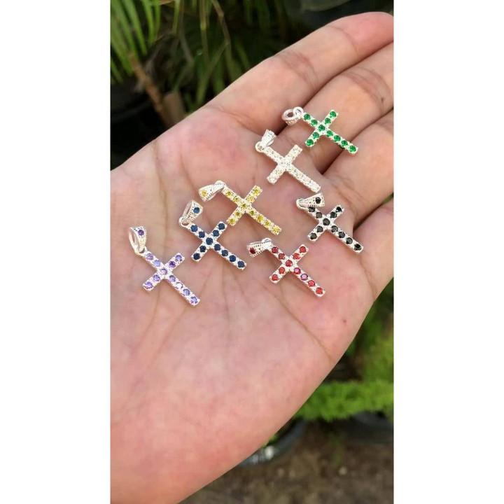 Sterling Silver Cross Pendant with Sparkling CZ Stones