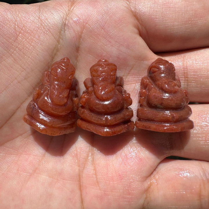 Genuine Jade and Sunstone Ganesha Statue - Blessings for Success