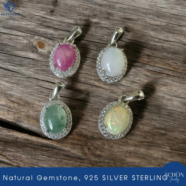 Genuine Gemstone Pendant in Sterling Silver
