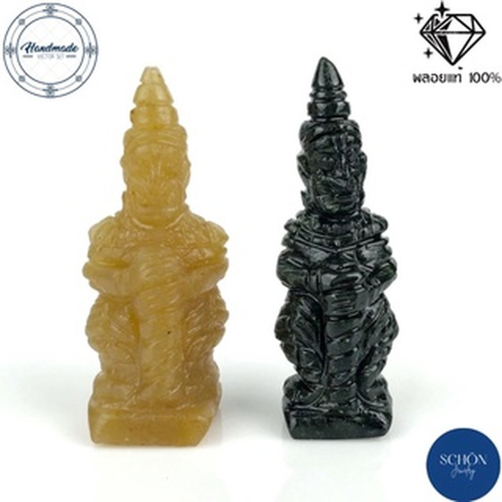 Black Jade Thao Wessuwan Statue | Authentic Thai Artifact