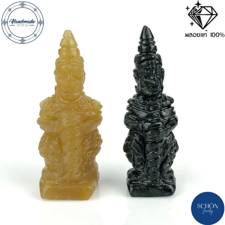 Black Jade Thao Wessuwan Statue | Authentic Thai Artifact