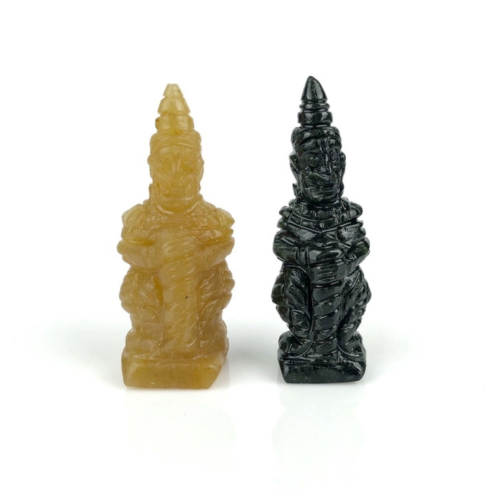 Black Jade Thao Wessuwan Statue | Authentic Thai Artifact