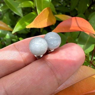 Genuine Burmese Jade Earrings - Blue Grey and Green Soda Jade