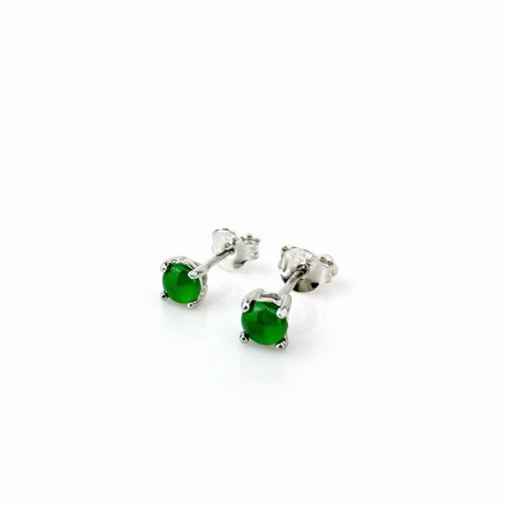Pendientes de jadeíta auténtica | Plata 925, diseño minimalista