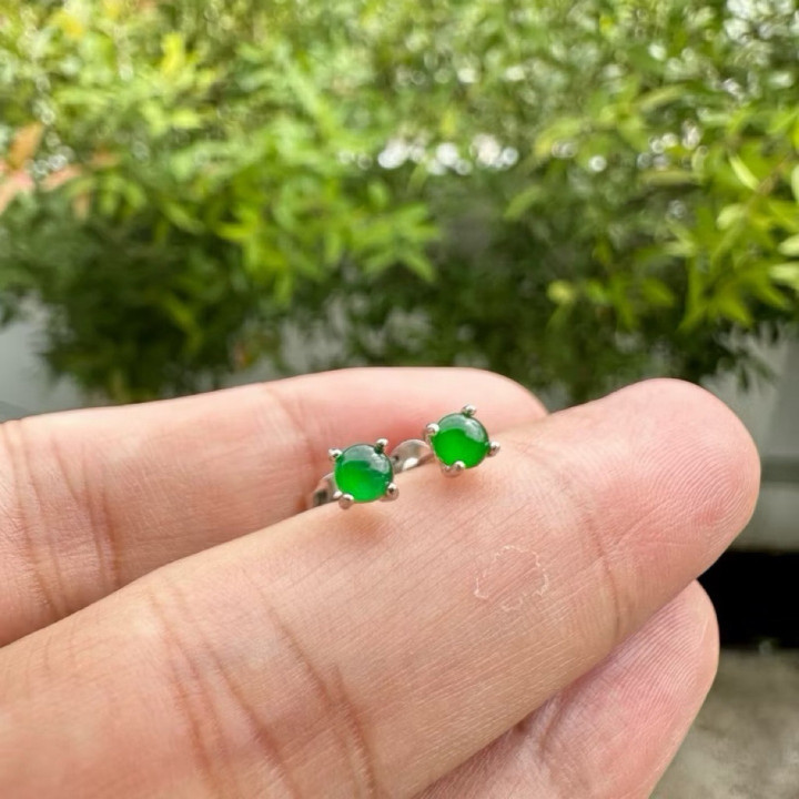 Pendientes de jadeíta auténtica | Plata 925, diseño minimalista