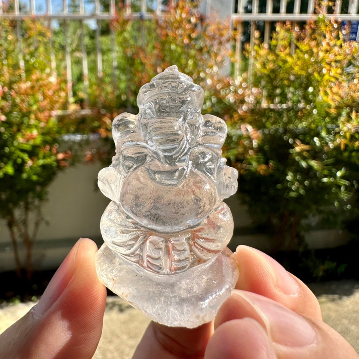 Handmade Natural Ganesha and Hanuman Crystal Amulets