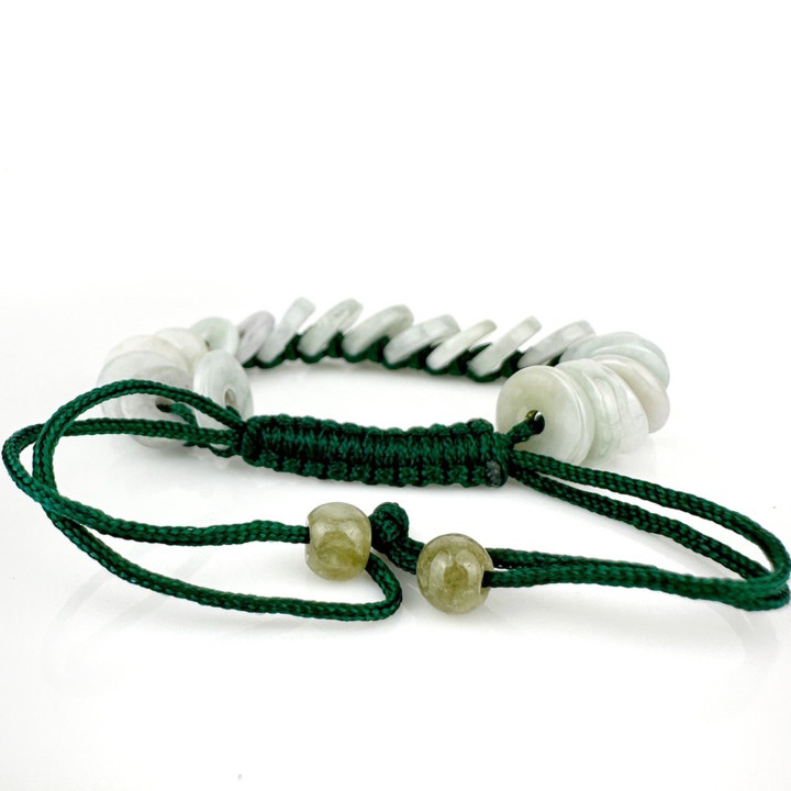 Pulsera trenzada de jade birmano - Auténtica y vibrante