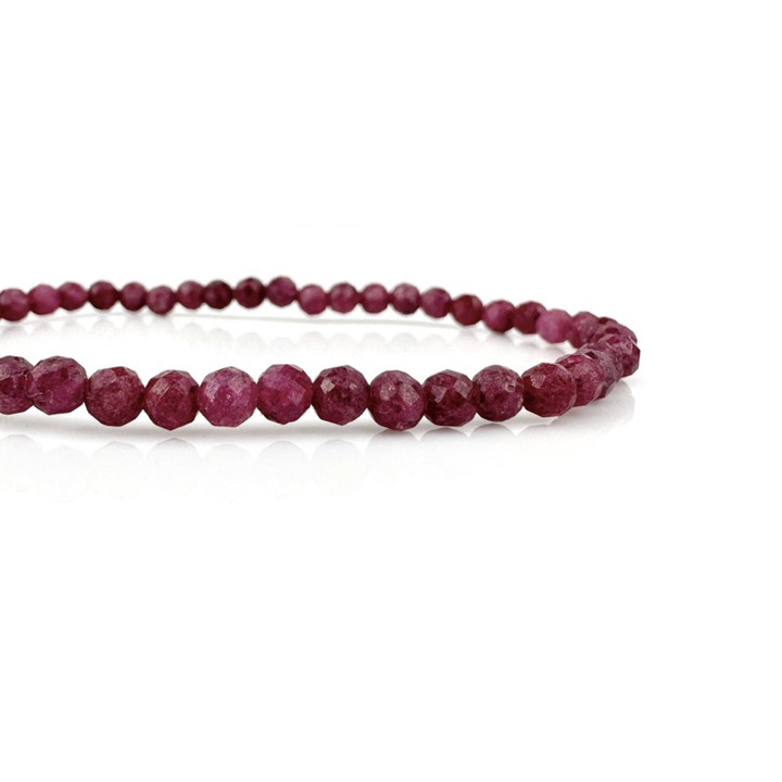 Pulsera de rubíes radiantes: facetas naturales, piedras preciosas de 4 mm.