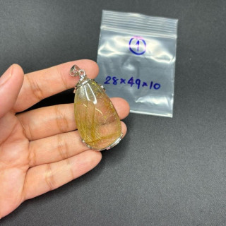 Large Natural Rutilated Quartz Pendant - Genuine and Striking