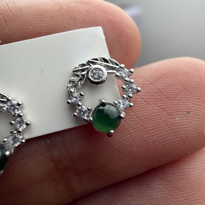 Pendientes de jade imperial auténtico - Montura de aleación de calidad joyera