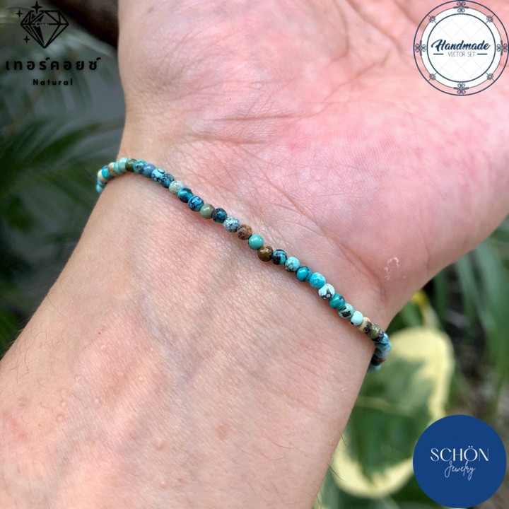 Pulsera de cuentas turquesas | Piedra de la suerte y piedra natal de Sagitario