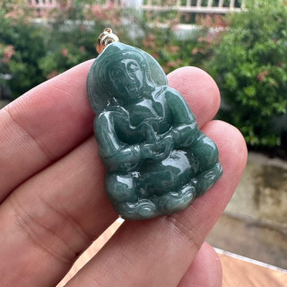 Ocean Blue Jade Goddess of Mercy Pendant