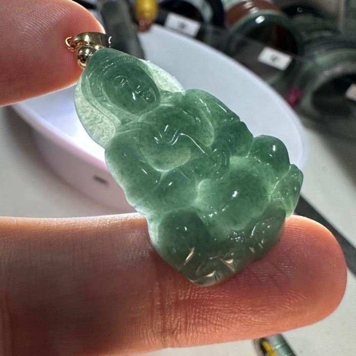 Ocean Blue Jade Goddess of Mercy Pendant