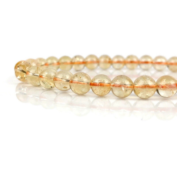 Pulsera rígida de citrino auténtico | Piedras elásticas y elegantes de 7 mm