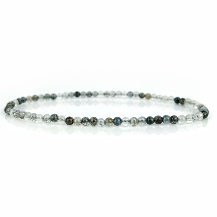 Pulsera de cuarzo y seda negra | Pulsera auspiciosa y de buena suerte