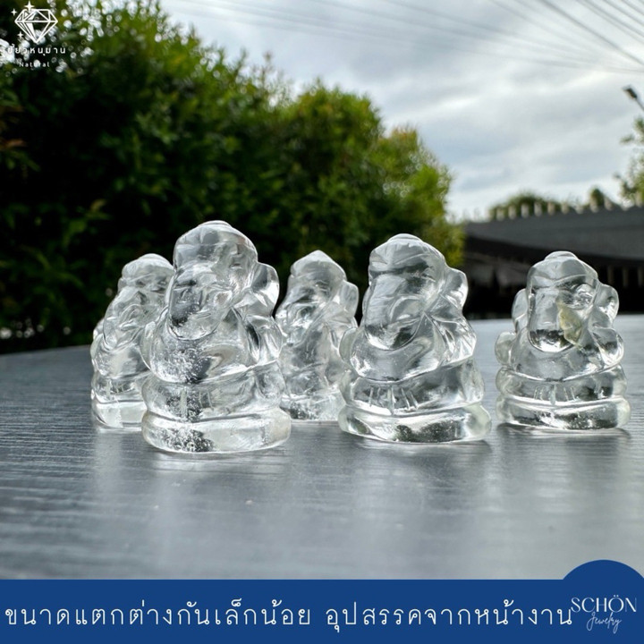 Hanuman Tooth and Crystal Mini Ganesha Statue