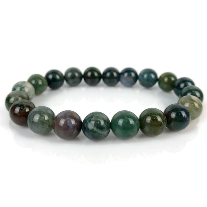 Pulsera MAG de ágata musgosa y jade - 5 colores y tamaños de cuentas