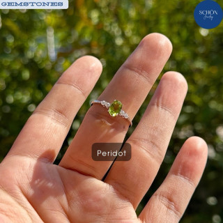 Genuine Gemstone Ring | Silver and Swarovski Elements | Adjustable