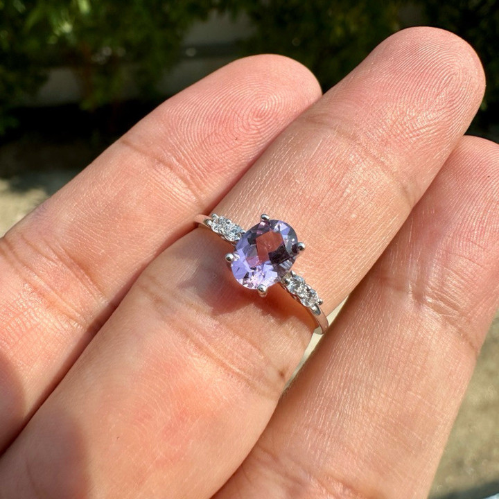 Genuine Gemstone Ring | Silver and Swarovski Elements | Adjustable