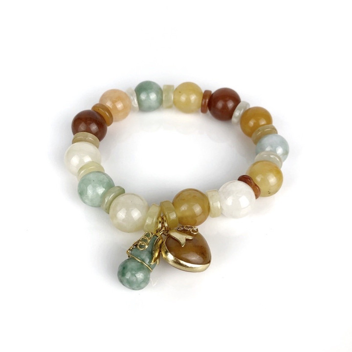 Brazalete de jade de cinco colores: auténtico jade birmano para la suerte y la riqueza.