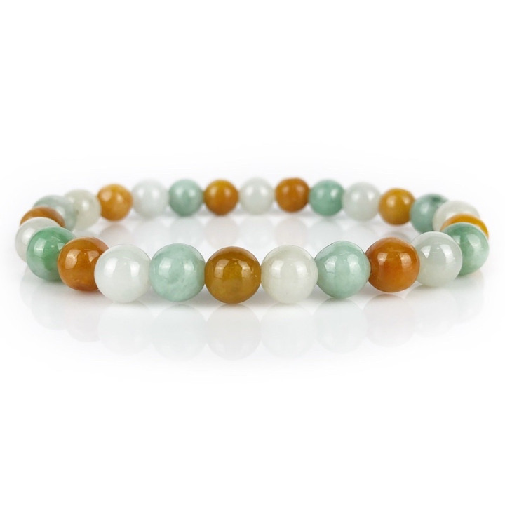 Pulsera Hok Lok Siu de jade natural | Brazalete de jade tricolor (Tipo A)