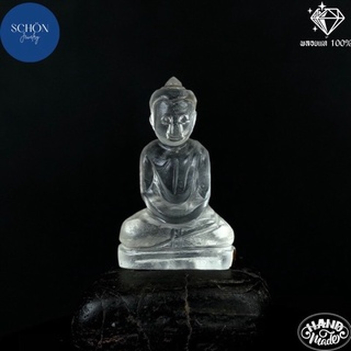 Emerald Buddha Statuette: Natural Jadeite and Sacred Elements
