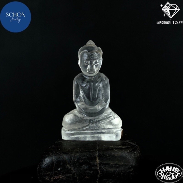 Emerald Buddha Statuette: Natural Jadeite and Sacred Elements