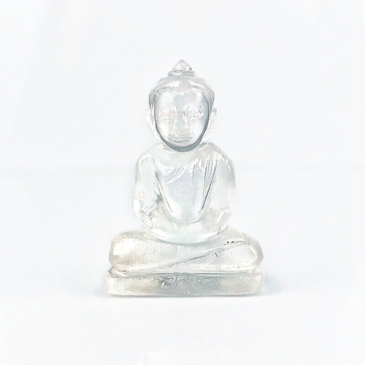 Emerald Buddha Statuette: Natural Jadeite and Sacred Elements