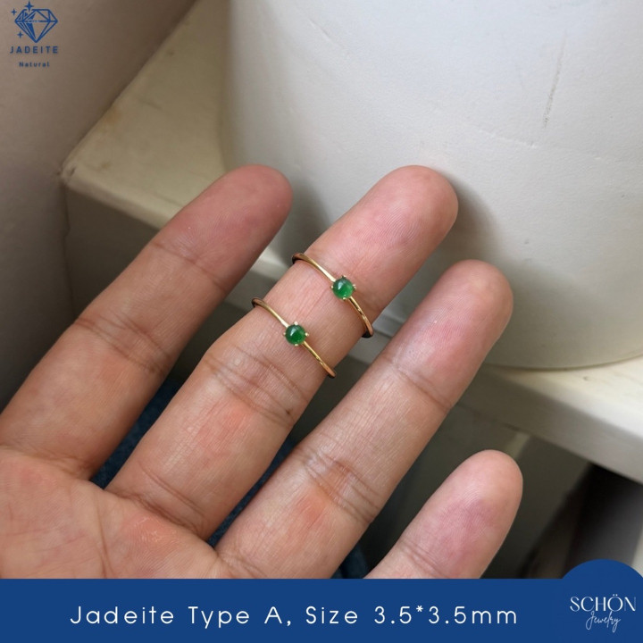 Imperial Green Jade Ring - Glassy Texture, Sterling Silver (Free Size)