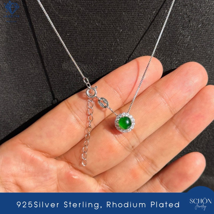 Echter Jade- und Zirkonia-Anhänger aus Sterlingsilber