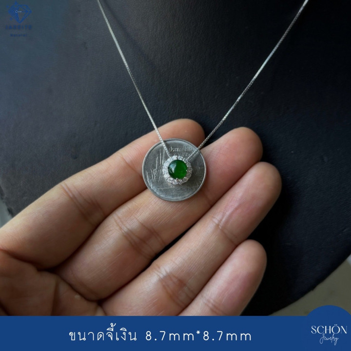 Echter Jade- und Zirkonia-Anhänger aus Sterlingsilber