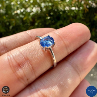 Genuine Kyanite Ring | White Gold Plated Sterling Silver