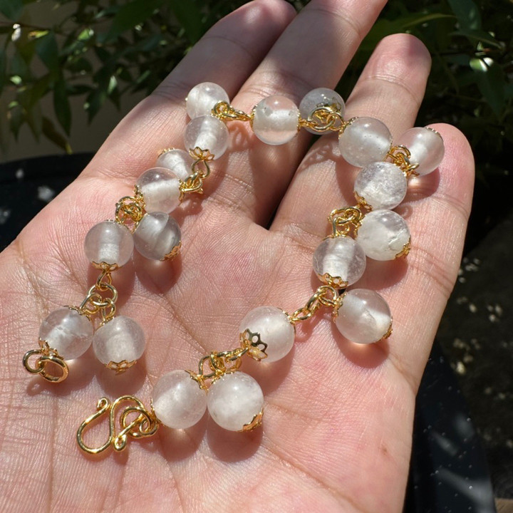 Pulsera de cuarzo transparente Jui Jia - Brazalete de piedra ajustable