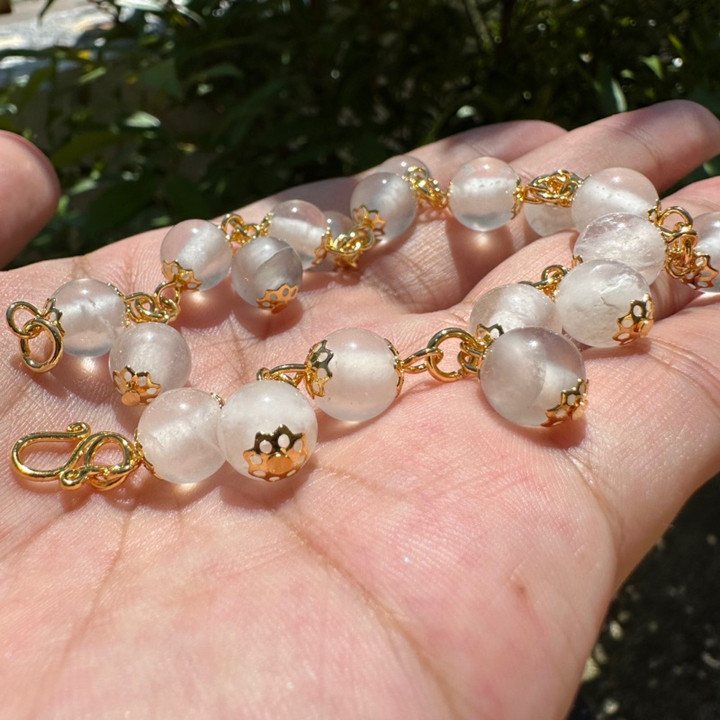 Pulsera de cuarzo transparente Jui Jia - Brazalete de piedra ajustable
